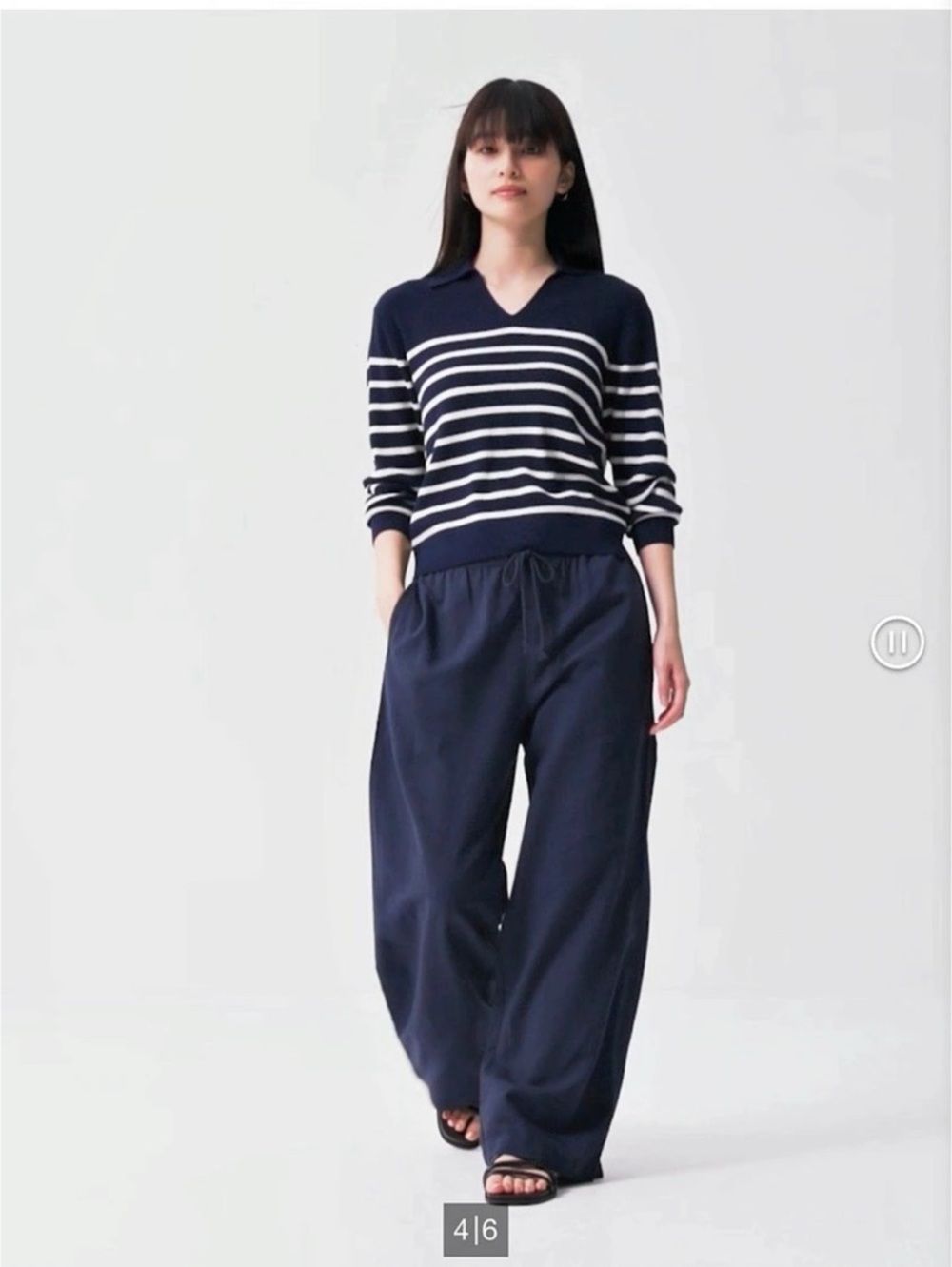 Uniqlo Linen Blend Easy Pants in Navy